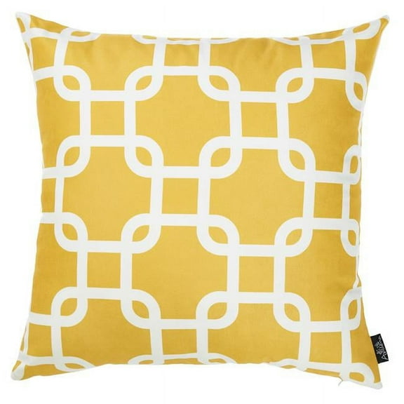 Yellow Nautica Latice Printed Decorative Throw Pillow Cover - 18 x 18 in.