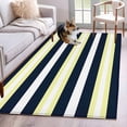 thumbnail image 1 of Yellow Navy Blue Stripe Washable Area Rugs 3'x5', Modern Abstract Low Pile Throw Living Room Rug Non-Slip Sturdy Edge Binding Carpet for Indoor Entryway Bedside Kitchen, 1 of 9
