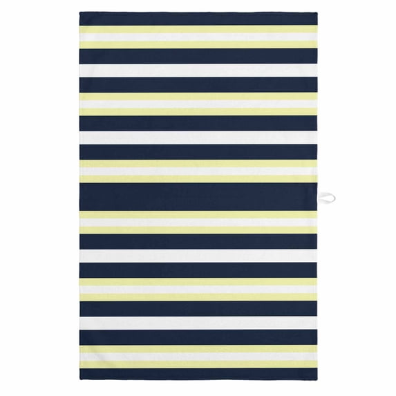 Yellow Navy Blue Striped 1 Pack Kitchen Towel, Water Absorbent Dish Towel, Neutral Minimalist Lines Decorative Hand Towels - Quick Drying Cloth for Cooking Baking, 18x28 Inch