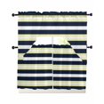 thumbnail image 1 of Yellow Navy Blue Striped Swag Kitchen Curtains Sets for Windows 24 Inch Length, Neutral Minimalist Lines Short Window Curtain Panels Swags Valances and Tiers 3 Piece Set for Cafe/Dining Room, 1 of 5