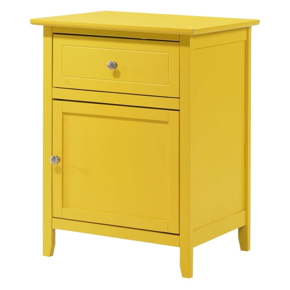 Yellow Nightstand - 25 Inch Bedroom Side Table with Drawer - Small Accent Table for Living Room - Fully Assembled Modern End Table - Vibrant Home Decor