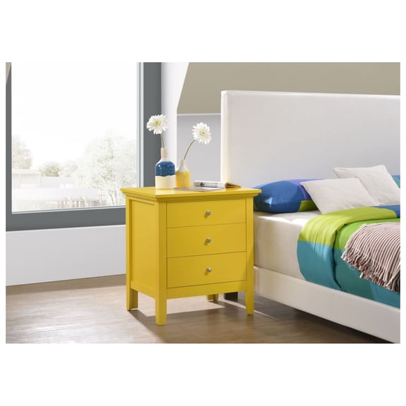 Yellow Nightstand - 26 Inch Casual Bedside Table - Modern Bedroom Nightstands - Durable Small Nightstands with Storage - Yellow Accent Furniture