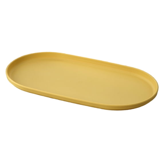 Yellow Non Slip Serving Tray Rectangular Plastic Food Tray with Wood Grain Texture Lightweight Tea Coffee Snack Dessert Tray for Kitchen Café Restaurant Home Dining 9.5x5.1 In