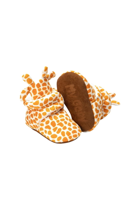 Yellow Non-Slip Walking Shoes For Infants, Giraffe Pattern And Soft Sole For Fall Winter Seasons, Learning To Walk, Comfortable For Long Wear