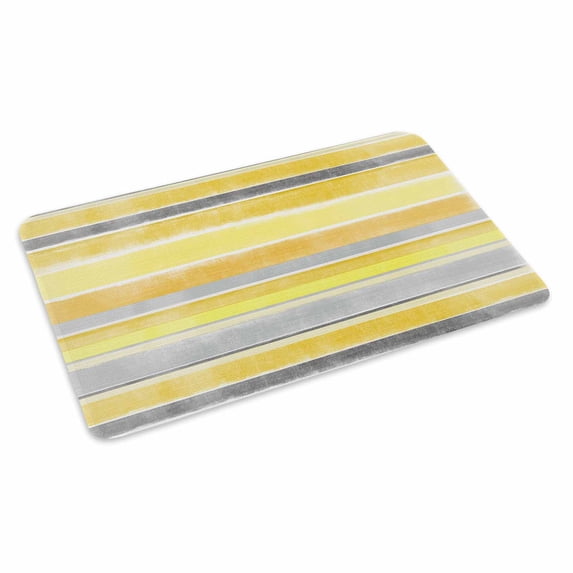 Yellow Nordic Style Stripes Doormat Outdoor Entrance 18"x30", Yellow Gray Texture Absorb Moisture Dirt Door Mats, Non-Slip Rubber Backing Floor Mats Indoor, Low-Profile Front Door Rugs