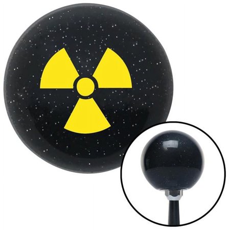 Yellow Nuclear Hazard Symbol Black Metal Flake Shift Knob with M16 x 1.5 Insert