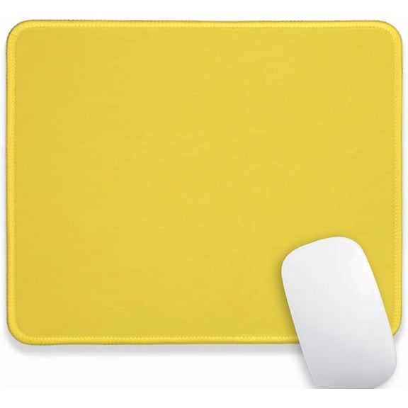 Yellow Office/Gaming Mouse Pad 10.2x8.2 Inch, Stitched Edge, Durable Portable Solid Color Mat for Desk, Non-Slip Rubber Base, Smooth Surface