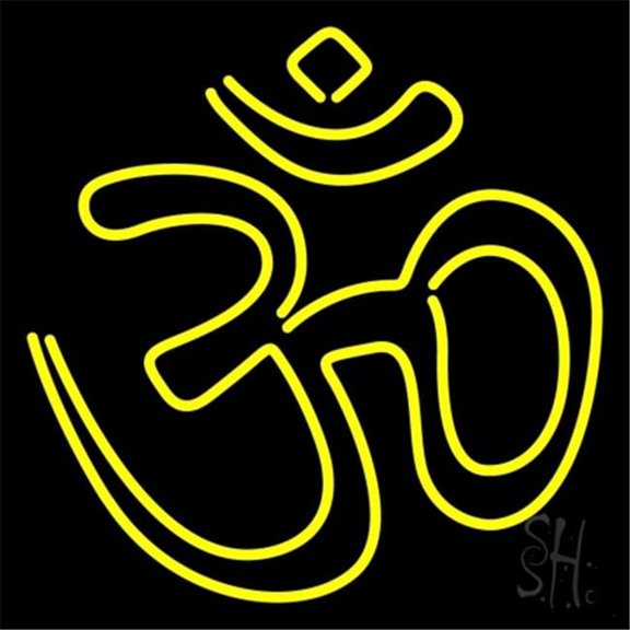 Yellow Om Clear Backing Neon Sign, 24 x 1 x 24 in.