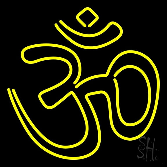 Yellow Om LED Neon Sign 16" Tall x 16" Wide - inches Black Square Cut Acrylic Backing, with Dimmer - Premium built indoor Sign for Home dcor, Event, Religious place, Store interior, Office.