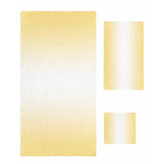 Yellow Ombre Bath Towels for Bathroom Set,Luxury Microfiber Towels Gifts for Women,Quick Dry Beach Kitchen Hand Hair Face Towel and Dish Washcloth,Modern Gradient Abstract Art Yoga Towels+Set