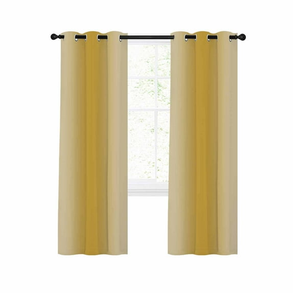Yellow Ombre Blackout Curtains 39 Inches Long for Bedroom, Modern Art Farmhouse Thermal Insulated Room Darkening Black Out Window Curtain Panels Grommet Drapes for Living Room