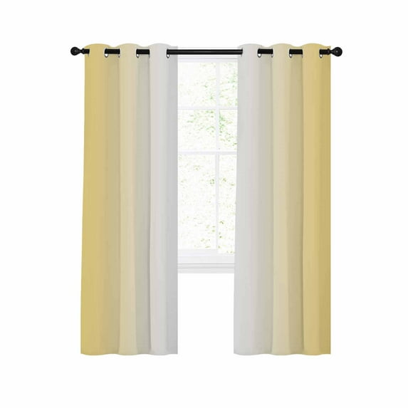 Yellow Ombre Blackout Curtains 96 Inches Long for Bedroom, Modern Gradient Abstract Art Thermal Insulated Room Darkening Black Out Window Curtain Panels Grommet Drapes for Living Room