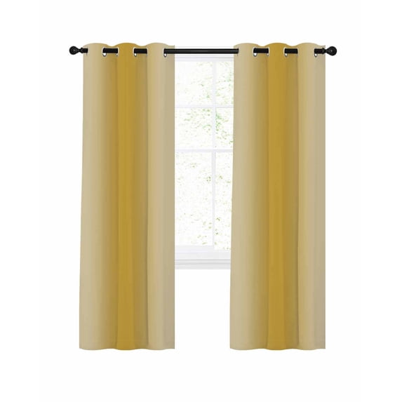 Yellow Ombre Blackout Curtains, Light Blocking Print Window Curtains, Modern Abstract Art Farmhouse Gradient Thermal Insulated Window Drapes for Living Room Kitchen Cafe 2 Panels, 84"W x 84"L