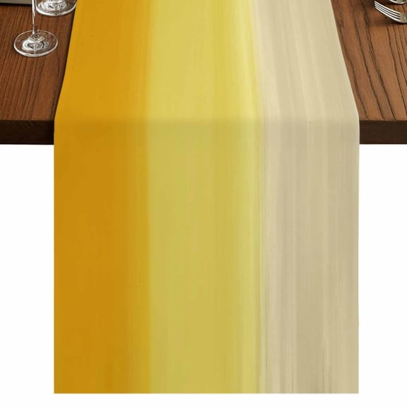 Yellow Ombre Burlap Cotton Table Runner 13x36 Inches Short, Modern Abstract Art Abstract Farmhouse Table Runners, Outdoor Dining Tablecloths Decor for Baby Shower/Party/Wedding