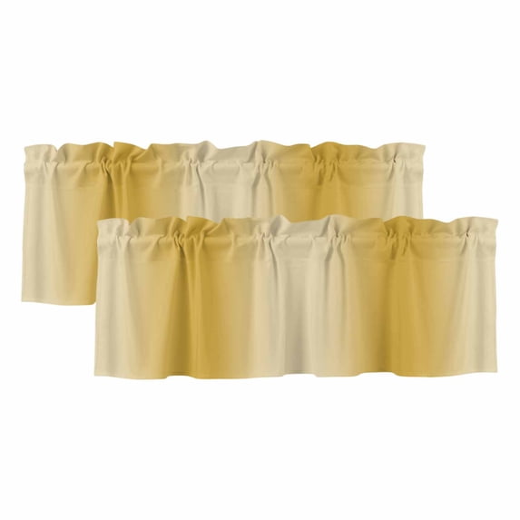 Yellow Ombre Curtain Valances for Windows, Kitchen Valance Window Treatments Panel 2 Pack, Modern Abstract Art Farmhouse Gradient Rod Pocket Short Curtains for Bathroom Bedroom 42 x 18 Inch