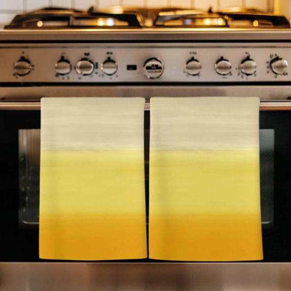Yellow Ombre Kitchen Towels Set of 3, Modern Abstract Art Abstract Absorbent Dish Towels for Kitchen, Microfiber Hand Towel, Quick Drying Tea Towel for Cleaning Decorative Dishcloths