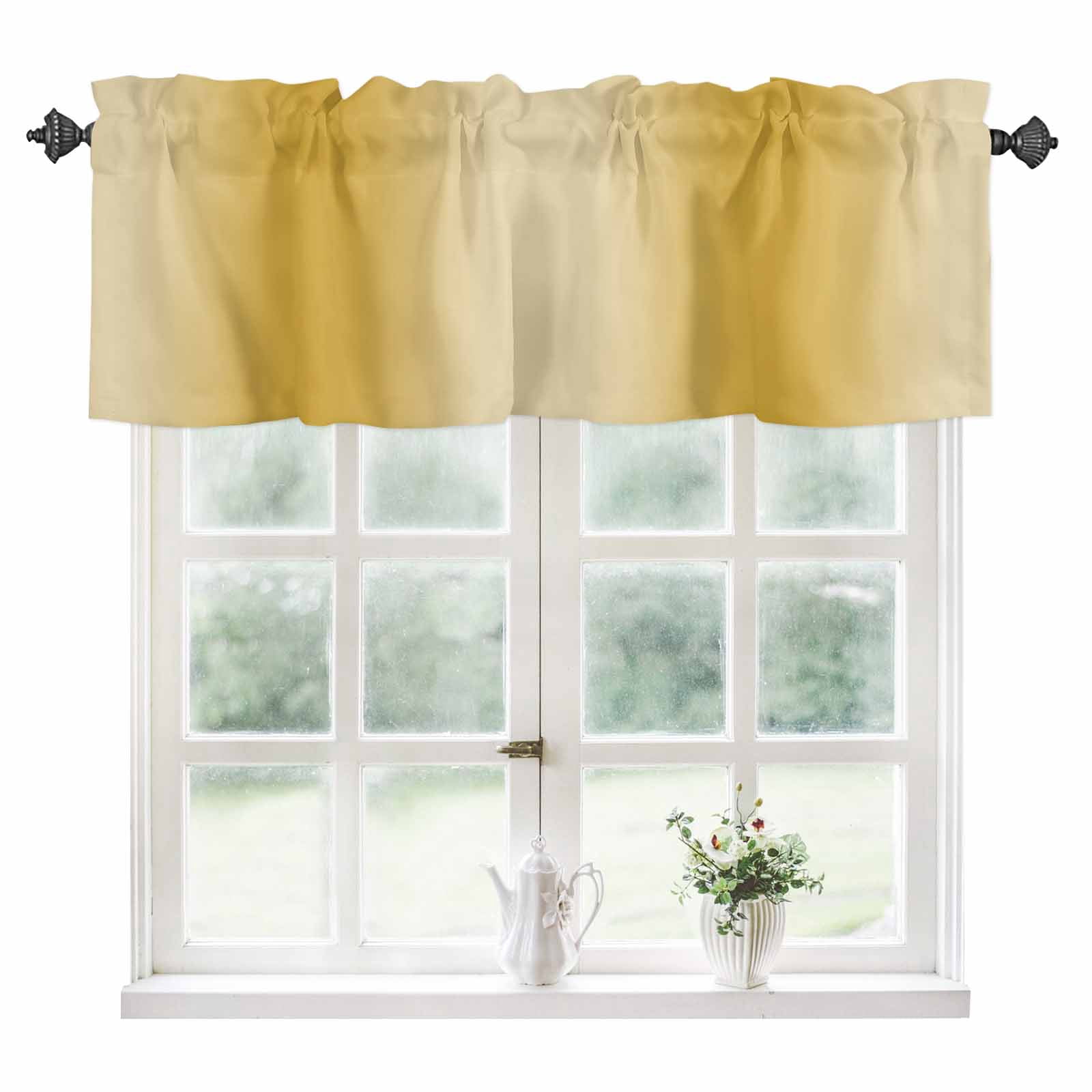 Yellow Ombre Kitchen Valances for Windows 42x18 Inch Kitchen Curtains ...