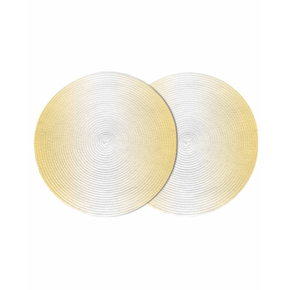 Yellow Ombre Round 15 Inch Placemats Set of 2, Modern Gradient Abstract Art HeatResistant Non Slip Place Mats for Dining Table, Wipeable Braided Kitchen Table Mats for Housewarming