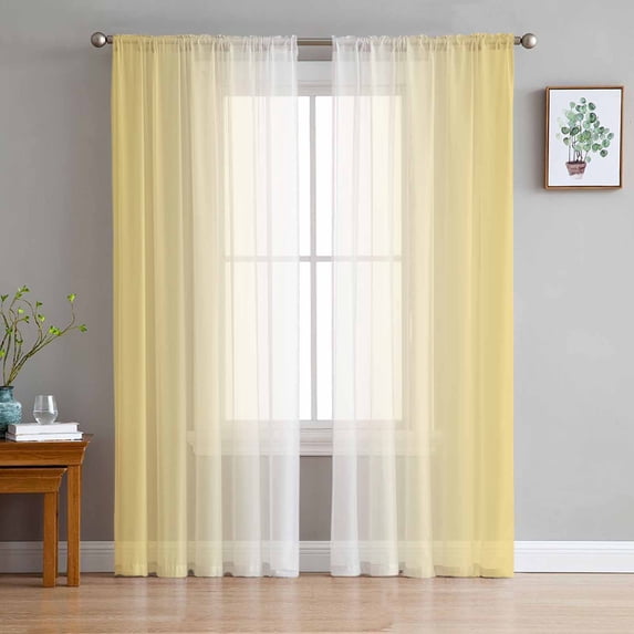 Yellow Ombre Sheer Curtains 63 Inches Length 2 Panels Set, Window Sheer Curtains for Living Room/Bedroom, Modern Gradient Abstract Art Light Filtering Rod Pocket Curtain 52'' x 63'' x 2