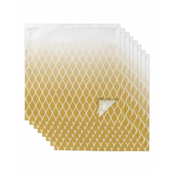 Yellow Ombre Stripe Cloth Napkins Set of 8 Reusable Dinner Napkins, Modern Abstract Art Gradient Striped Cocktail Napkin Washable Table Napkins for Wedding/Holiday Party/Baby Shower 20"x20"