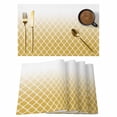 thumbnail image 1 of Yellow Ombre Stripe Placemats Set of 12, Modern Abstract Art Gradient Striped Placemats for Dining Table, Place Mats for Kitchen Tabletop, Waterproof Wipeable Dining Table Mats Set, 1 of 9