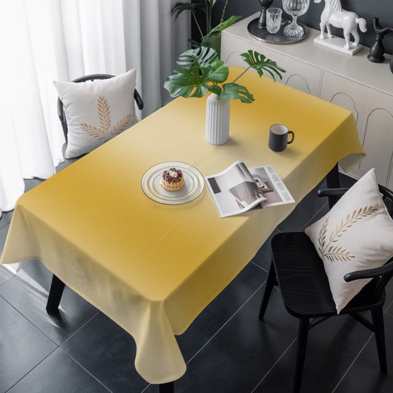 Yellow Ombre Table Cloth Waterproof Tablecloths, Farmhouse Yellow Gradient Modern Art Tablecloth Dining Table Cover for Kitchen Party Tabletop Outdoor, Rectangle Tablecloth 60x120 Inch