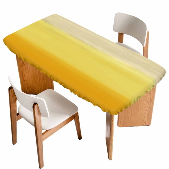 Yellow Ombre Table Cloths for 4 Foot Rectangle Tables, Modern Abstract Art Abstract Patio Waterproof Elastic Fitted Tablecloths, Washable Rectangular Table Cover for Camping