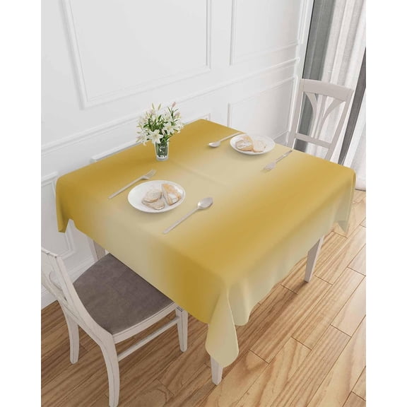 Yellow Ombre Tablecloth Waterproof Tablecloths, Farmhouse Yellow Gradient Table Cloth Dining Table Cover Cloth for Kitchen Party Outdoor Tabletop Decor, Modern Art Square Tablecloth 60x60 Inch