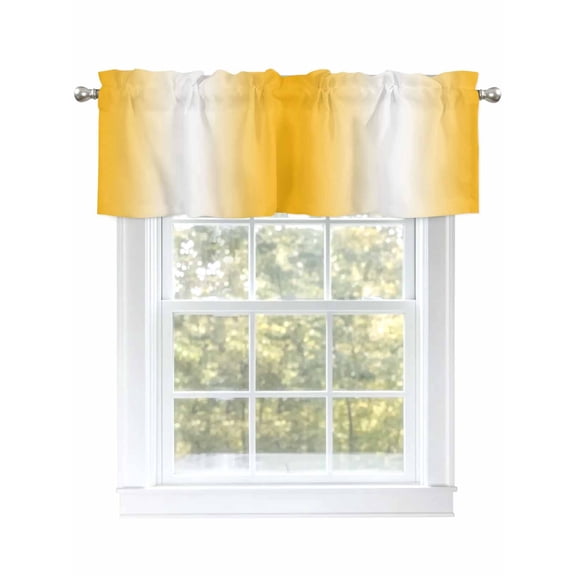 Yellow Ombre Texture Valances for Windows, Rod Pocket Kitchen Valance Curtains - Soft & Washable Small Window Treatment for Living Room,&nbsp;Bathroom, Summer Lemon , 42x12 Inch, 1 Panel