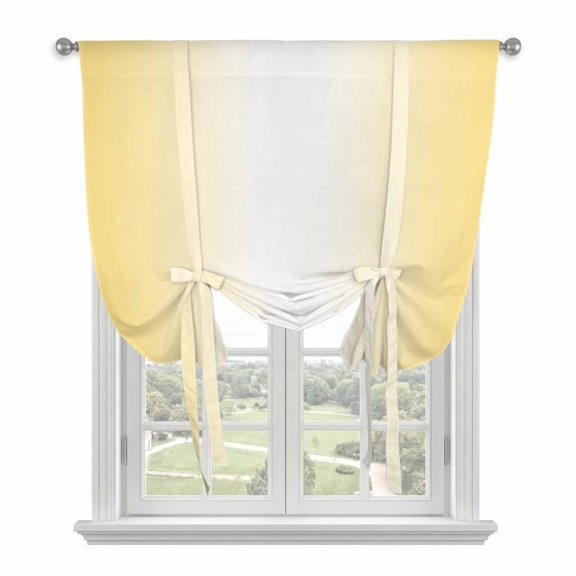 Yellow Ombre Tie Up Curtains for Small Windows,Adjustable Rod Pocket Valance 45 Inch Short, Modern Gradient Abstract Art Window Treatment Balloon Roman Blind Shade, 34" x 45"