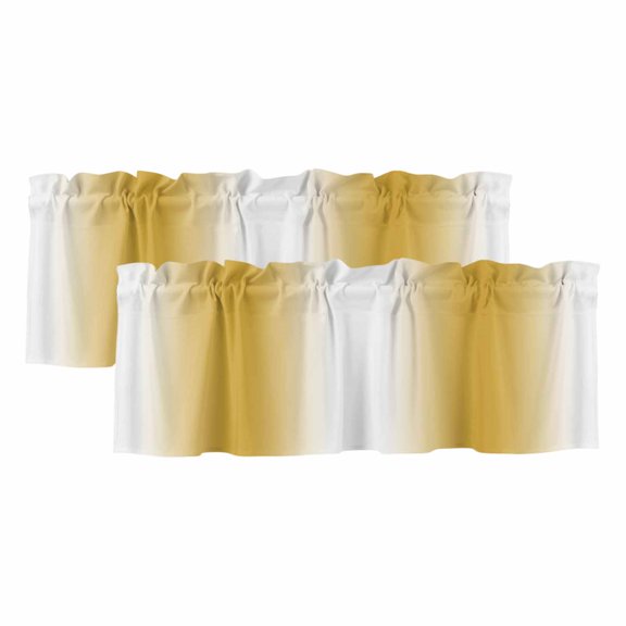 Yellow Ombre Valances for Windows, Decorative Rod Pocket Window Valance Curtains, Farmhouse Modern Abstract Art Short Curtain Drapes for Kitchen/Bathroom/Living Room, 2 Panels, 42" W x 12" L