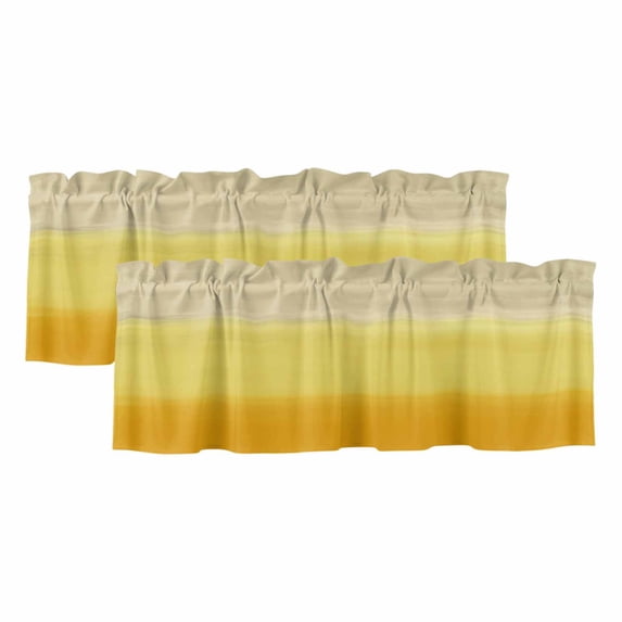 Yellow Ombre Valances for Windows, Decorative Rod Pocket Window Valance Curtains, Modern Abstract Art Abstract Short Curtain Drapes for Kitchen/Bathroom/Living Room, 2 Panels, 54" W x 18" L
