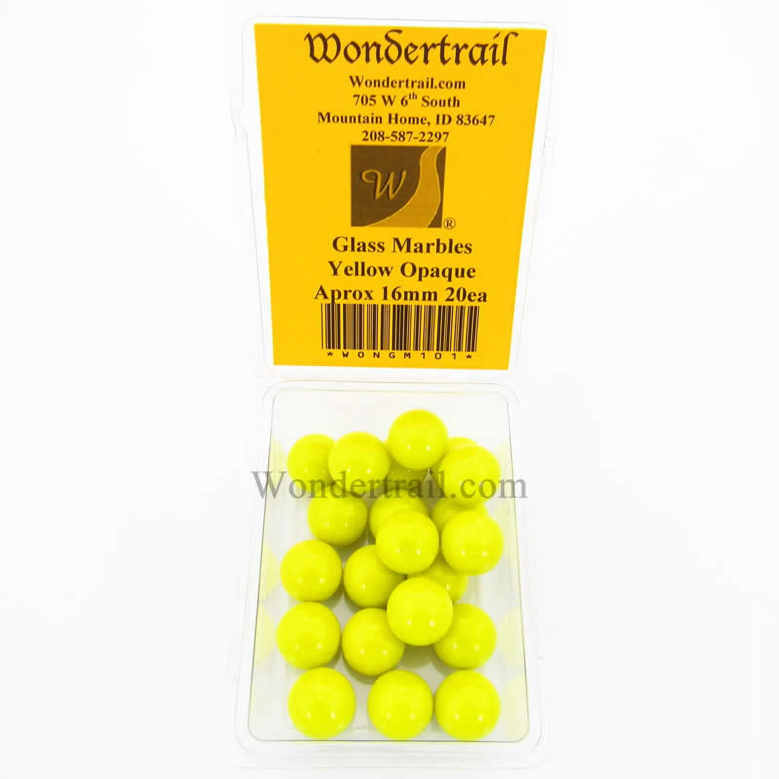 Yellow Opaque 16mm Glass Marbles Pack of 20 Wondertrail