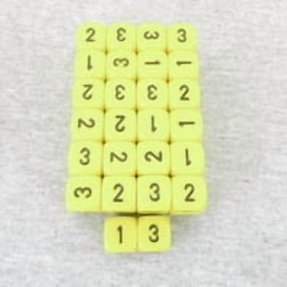 Yellow Opaque Dice with Black Numbers D3 (D6 1-3 Twice) 16mm (5/8in) Pack of 50 Wondertrail