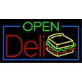 thumbnail image 1 of Yellow Open Deli LED Neon Sign 20 x 37 - inches, Black Square Cut Acrylic Backing, with Dimmer - Bright and Premium built indoor LED Neon Sign for restaurant window and interior decor., 1 of 7