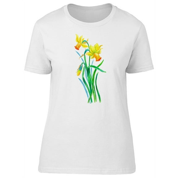 Yellow Orange Daffodil Flowers T-Shirt Women -Image by Shutterstock, Female Small