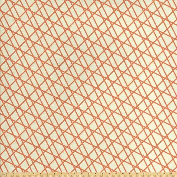 Ambesonne Modern Fabric by the Yard Upholstery, Stripes Line Art, 3 Yards, Pale Yellow Orange