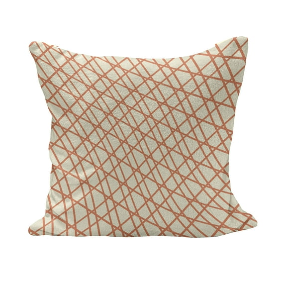 Yellow and Orange Fluffy Throw Pillow Cushion Cover, Crossed Stripes Line Art Design Modern Diagonal Skewed Squares, Decorative Square Accent Pillow Case, 24" x 24", Pale Yellow Orange, by Ambesonne