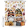 thumbnail image 1 of Yellow Orange Gnomes Fall Shower Curtain, Waterproof Shower Curtains for Bathroom, Pumpkins Thanksgiving Leaves Floral Washable Fabric Bathtub Curtain Set Bath Decor with 12 Hooks Long 72"x84", 1 of 8