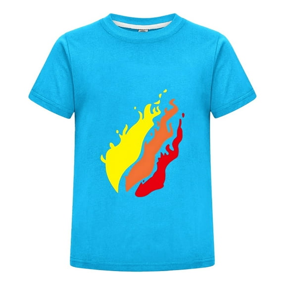 Yellow Orange Gradient Flame Graphic T-Shirt – Cool Preston Design Cotton Tee for Boys & Girls Fan Gift Top
