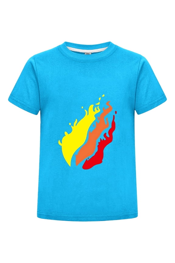Yellow Orange Gradient Flame Graphic T-Shirt – Cool Preston Design Cotton Tee for Boys & Girls Fan Gift Top