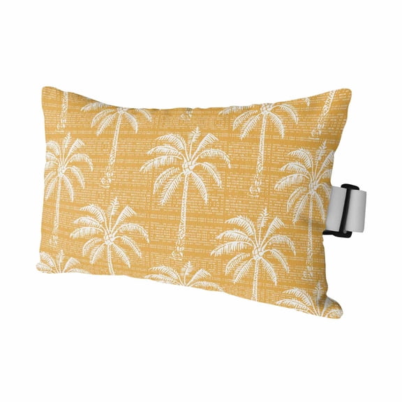 Yellow Orange Palm Tree Outdoor Pillows for Chaise Lounge Chair Waterproof Lumbar Pillows with Insert&Adjustable Elastic Strap Beach Headrest Pillow Summer Botanical Tropical Tree Pool Pillow 11"x16"