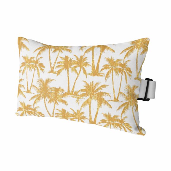 Yellow Orange Palm Tree Outdoor Pillows for Chaise Lounge Chair Waterproof Lumbar Pillows with Insert&Adjustable Strap Beach Headrest Pillow Summer Tropical Tree Coastal Beach Pool Pillow 11"x16"