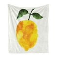 thumbnail image 1 of Yellow and Orange Soft Flannel Fleece Blanket, Hand Drawn Lemon Watercolors Summer Organic Food Natural Product, Cozy Plush for Indoor and Outdoor Use, 50" x 70", Yellow Orange Green, by Ambesonne, 1 of 6