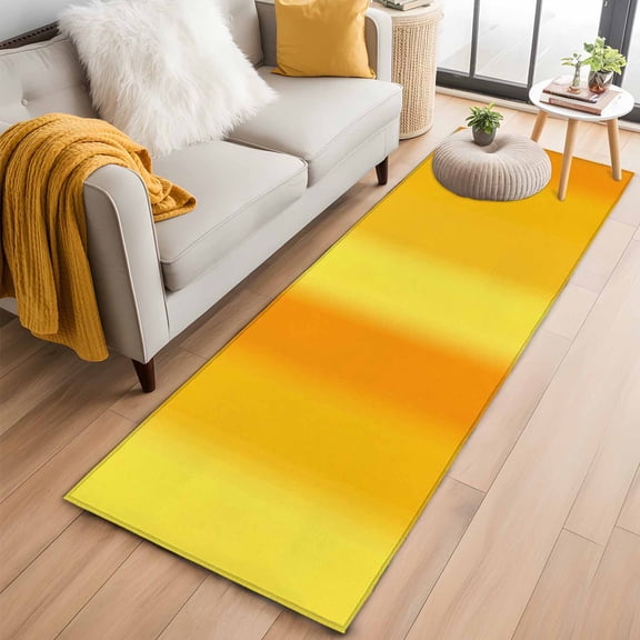 Yellow Orange Vertical Striped 2'x6' Runner Rugs for Hallway Kitchen Bedside Non Slip Washable, Modern Color Ombre Entryway Rug Runners with Rubber Backing, Long Carpet Runner for Laundry Room