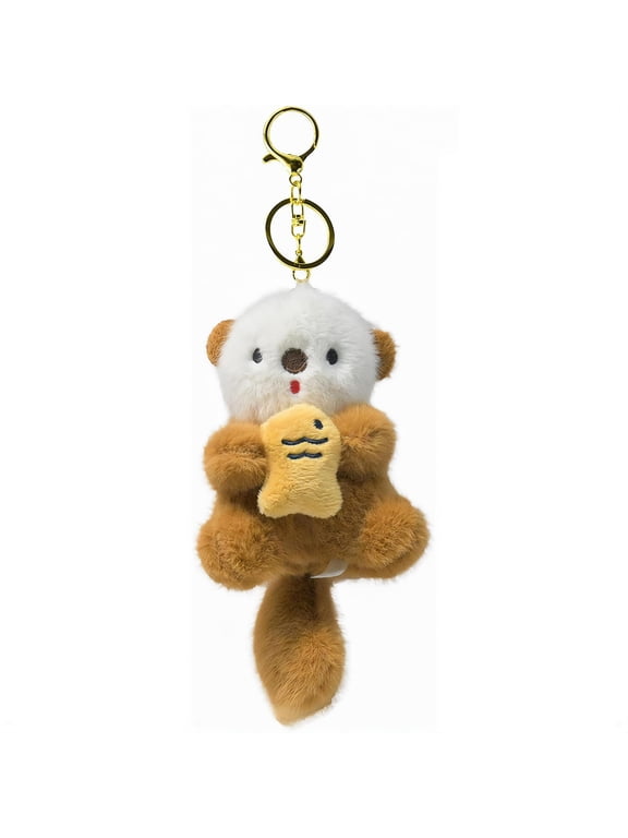 Yellow Otter Keychain Charm & Bag Charm - Cute Keychain Ring for Bags Backpacks Otter stuff - for Animal Lovers