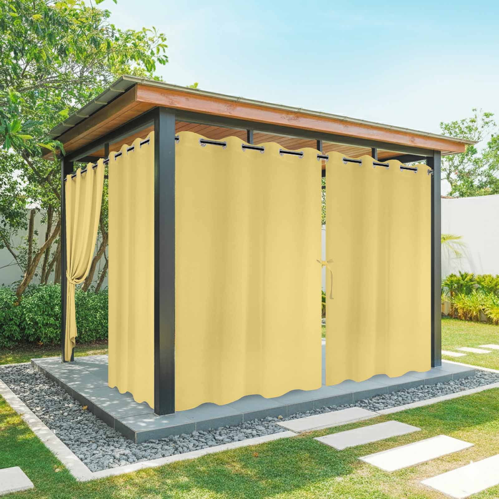 Yellow Outdoor Curtains for Patio, Modern Solid Color Sunshade Privacy Drapes Grommet Waterproof Outside Curtains for Porch/Cabana/Balcony 54"x 108", 1 Panel