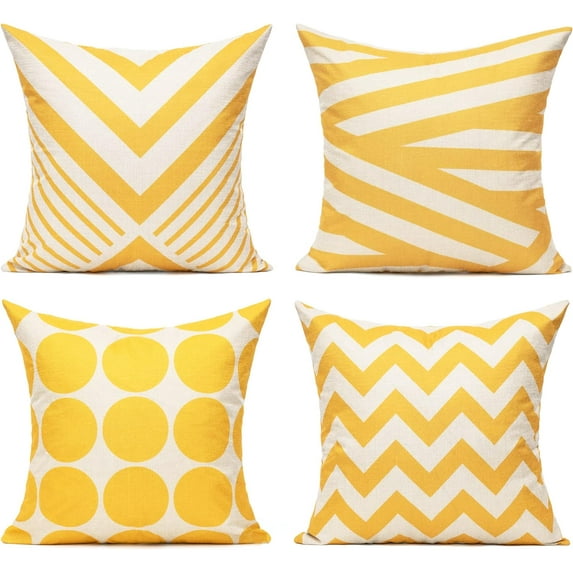 Yellow Outdoor Fall Throw Pillow Cases Decorative Cushion Covers Pillowcases 16x16 Set of 4 Accent Square Home Classroom Decor for Couch Sofa Patio,Kids Geometric Modern Decorations