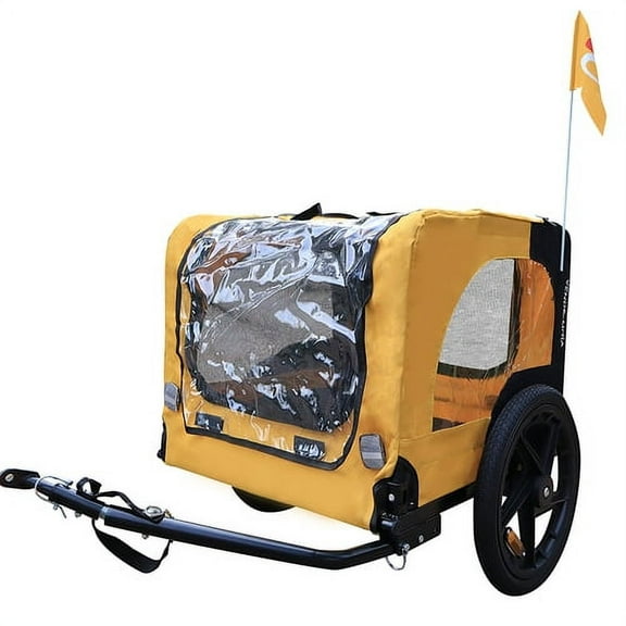 Yellow Outdoor Heavy Duty Foldable Utility Pet Stroller Dog Carriers Bicycle Trailer