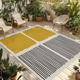 thumbnail image 1 of Yellow Outdoor Rug for Patio/Deck/Porch, Non-Slip Large Area Rug 4 x 6 Ft, Modern Painting Farmhouse Striped Abstract Art Indoor Outdoor Rugs Washable Area Rugs, Reversible Camping Rug Carpet Runner, 1 of 8
